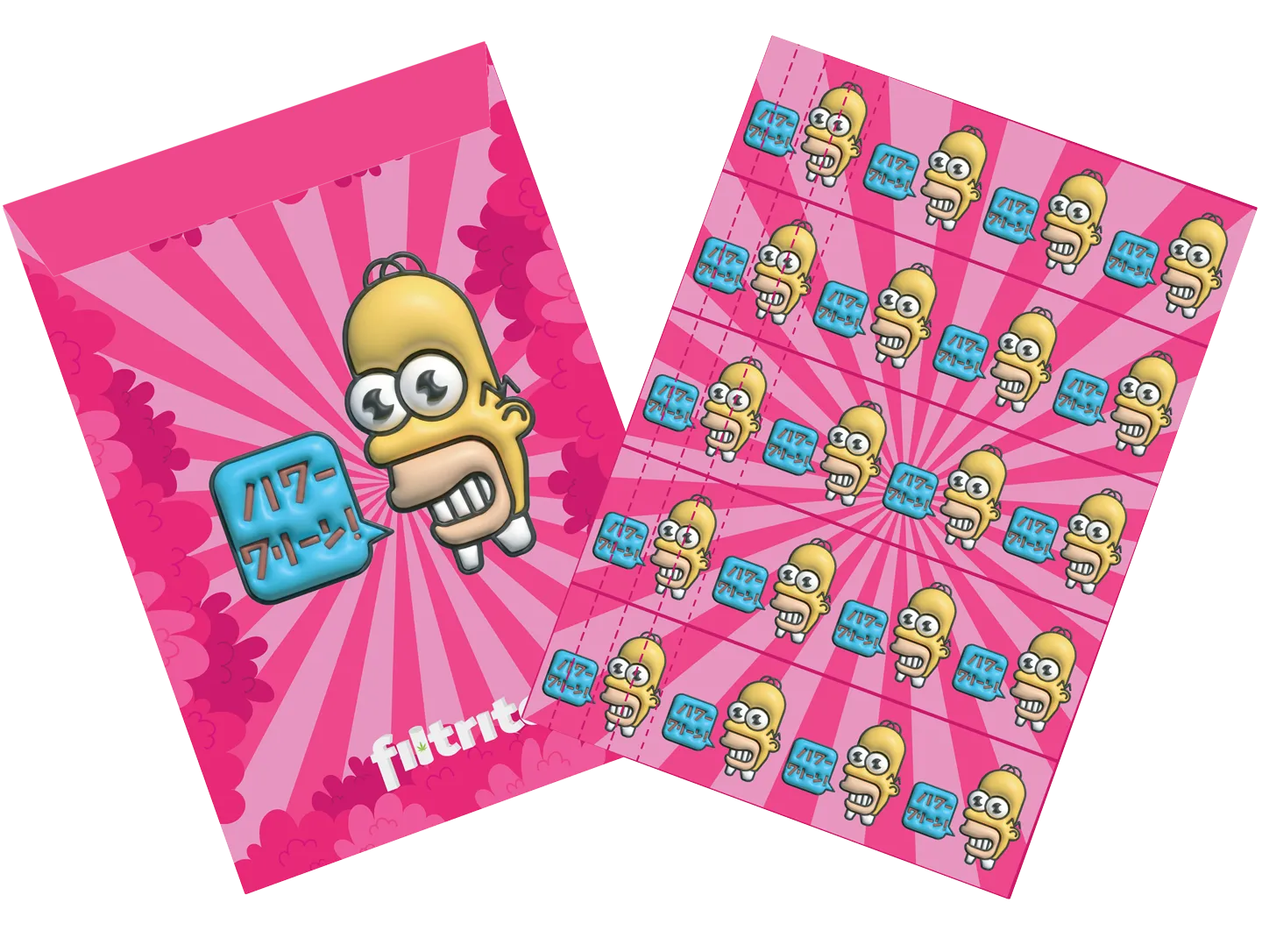 Filtros de papel personalizados con el diseño kawaii de Homero Simpson producidos por Elfiltrito