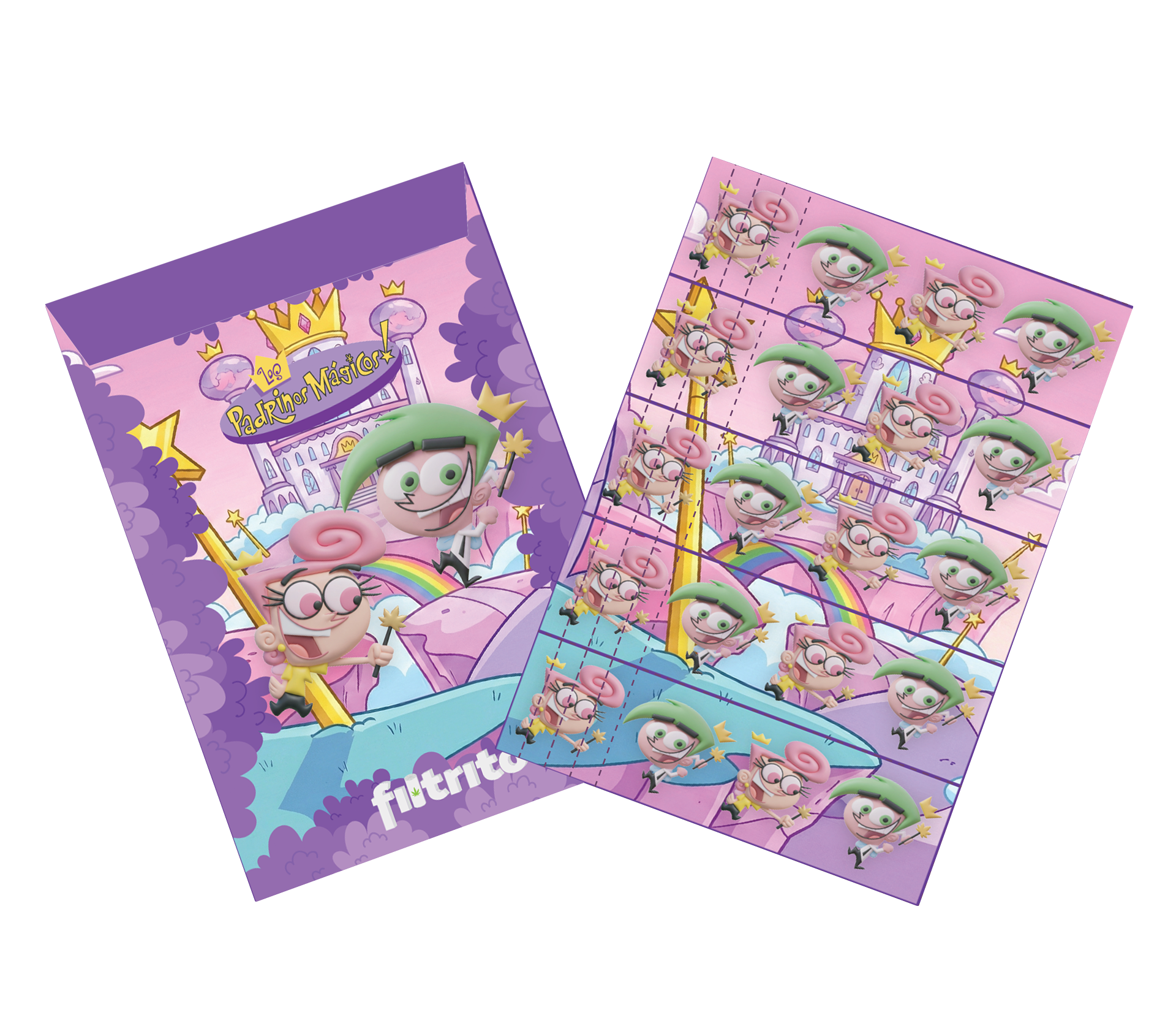 Filtros de papel personalizados con diseño de Los Padrinos Mágicos producidos por Elfiltrito
