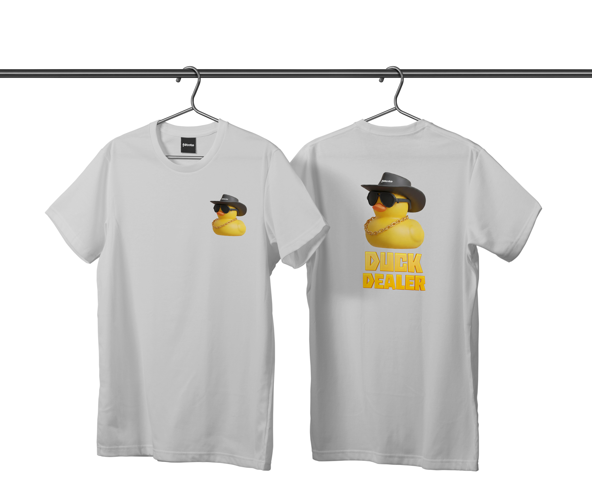 Mockup de remera de algodón con diseño estampado de Duck Dealer creado por Elfiltrito