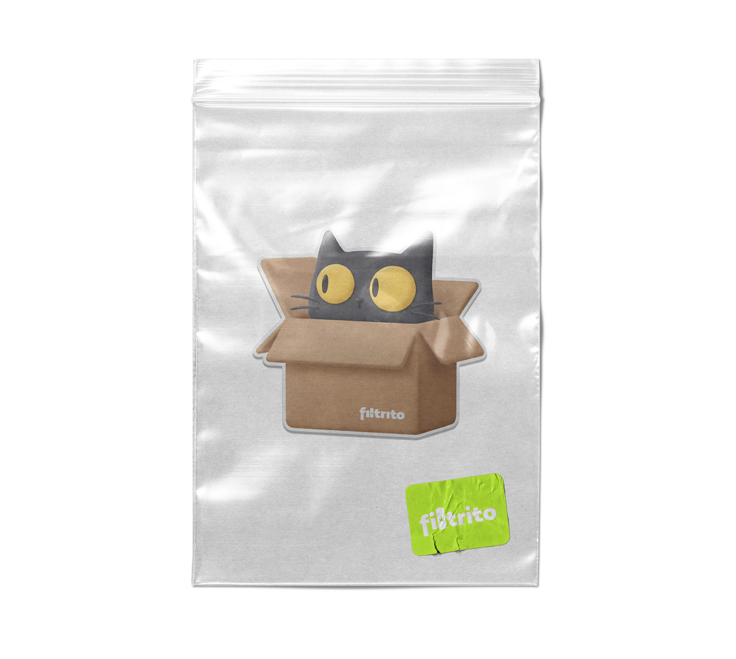 Sticker adhesivo con ilustración de gato negro de alta calidad diseñado por Elfiltrito