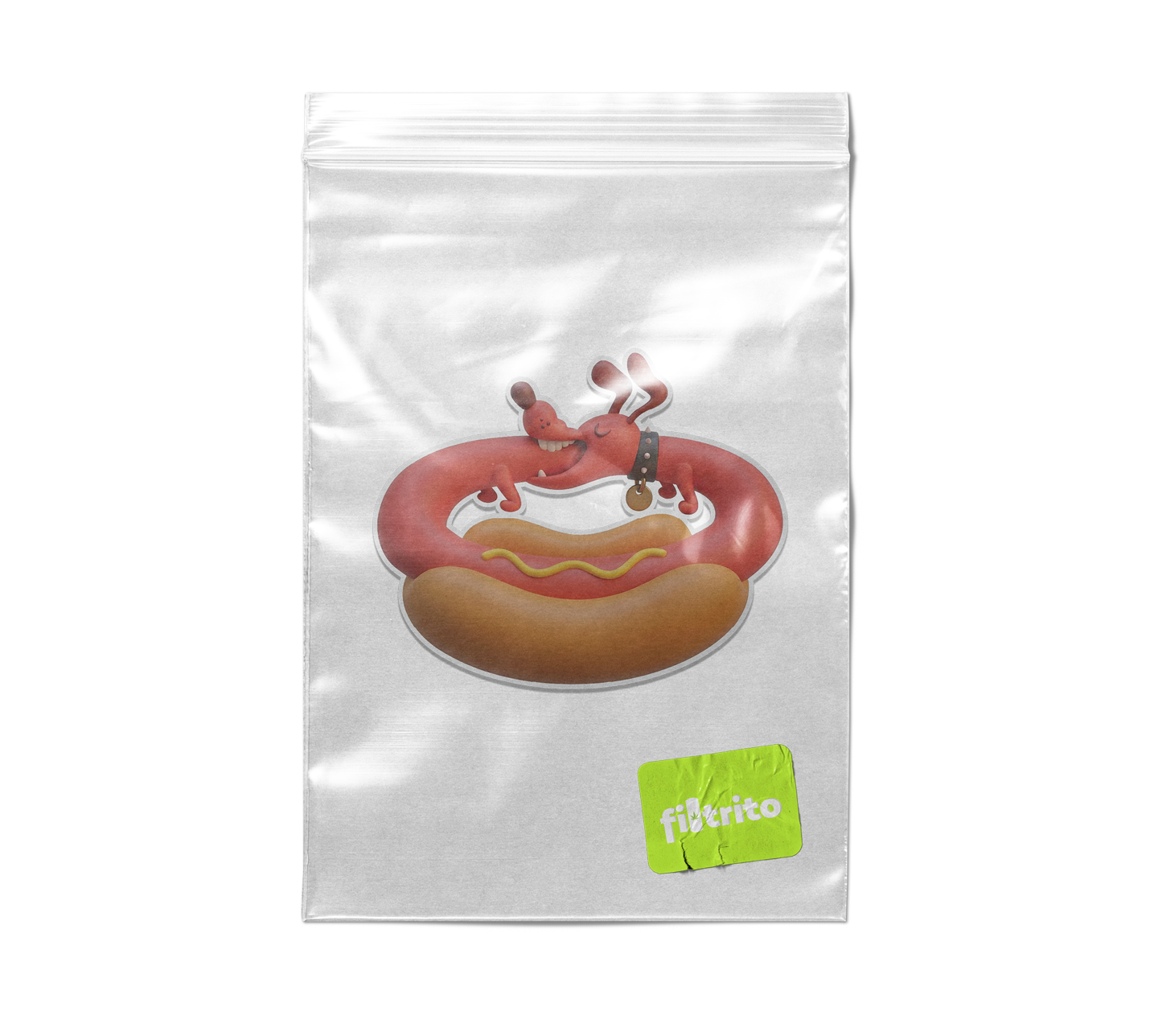 Sticker adhesivo con el personaje Panchito Caníbal ilustrado por Elfiltrito